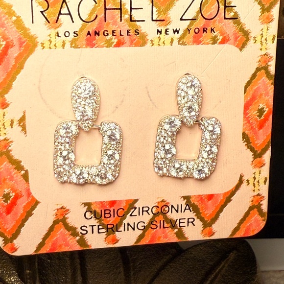 Rachel Zoe Silver Geometric Pavé Earrings - Picture 7 of 14